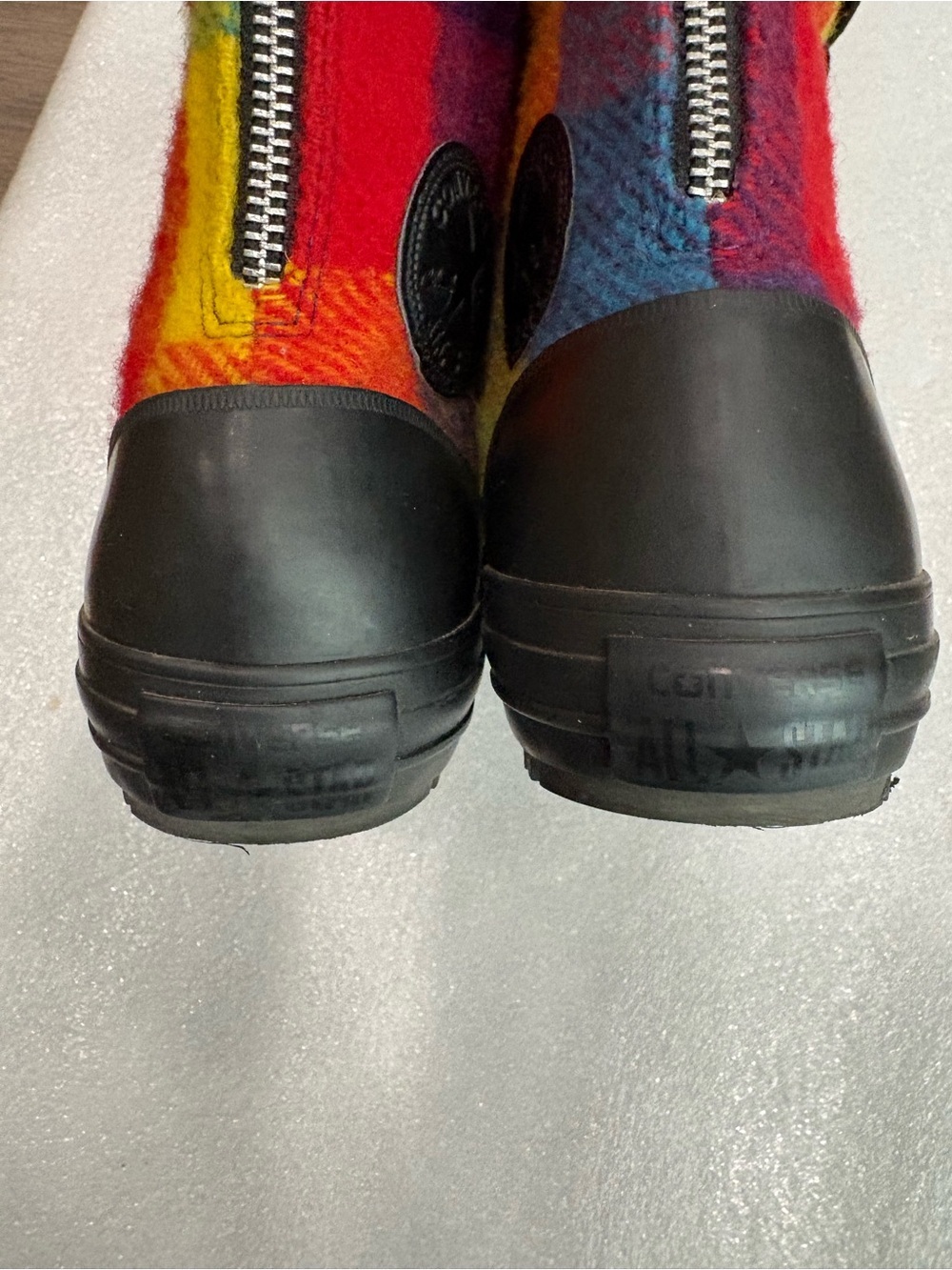 Woolrich Converse Chuck Taylor All Star High Top Rainbow Plaid Wool Sneaker NWOT - Picture 6 of 6